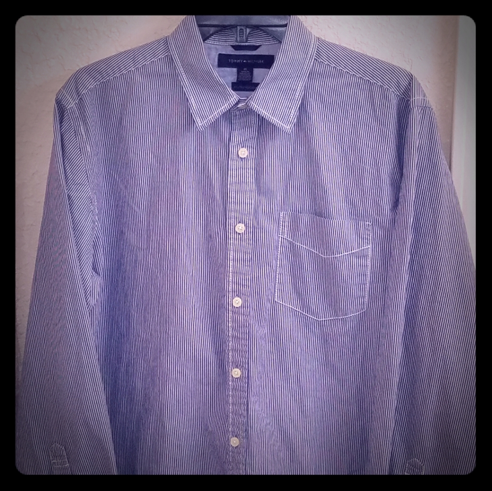 Tommy Hilfiger Mens 80s 2Ply Fabric Blue/White Lo